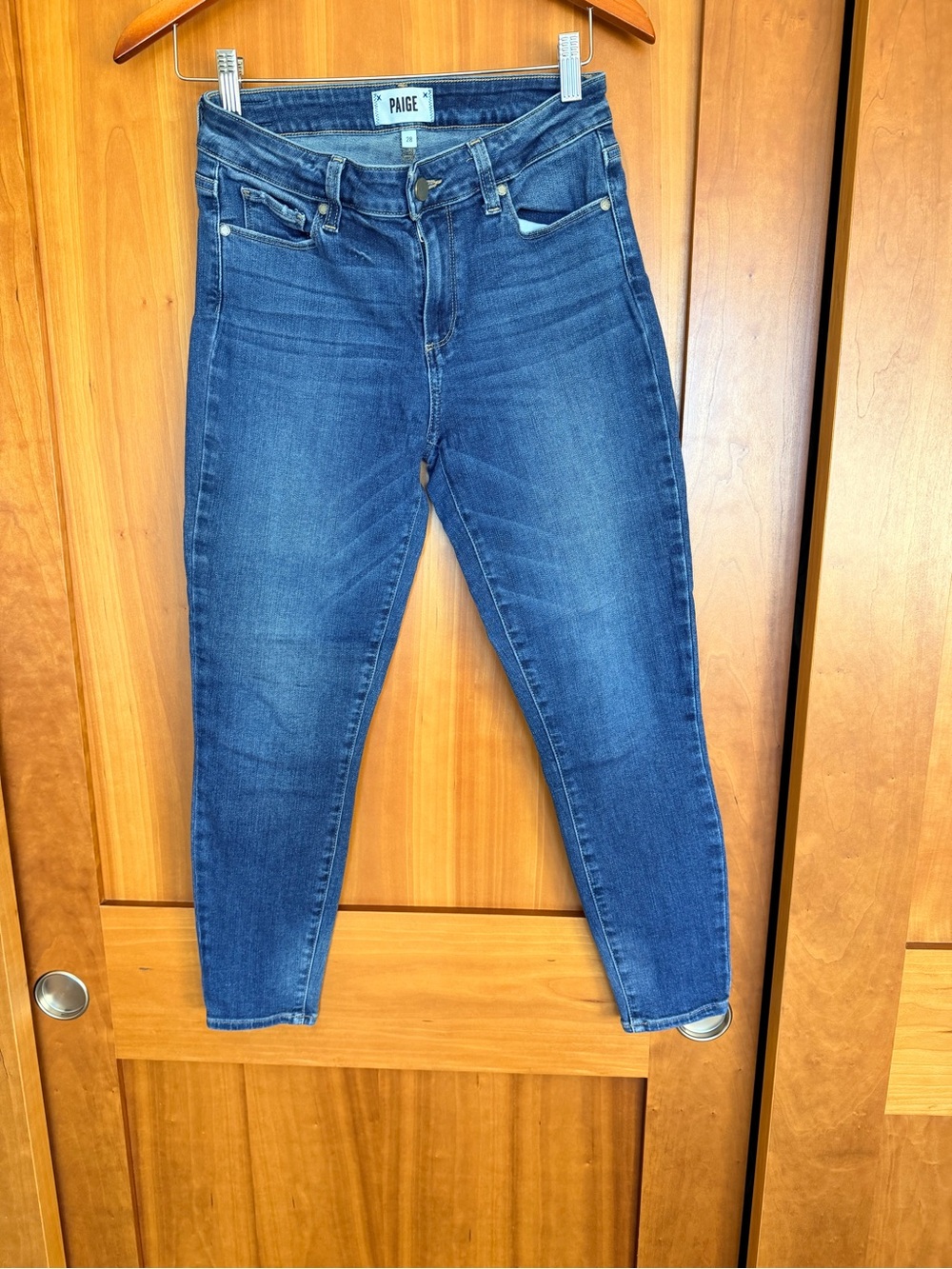 PAIGE High-Rise Skinny Jeans in Medium Blue Wash